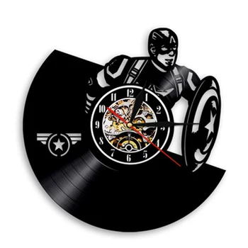 

Horloge Murale Klok The Avengers 3d Wall Clock Design Fashion Movie Captain America Vinyl Record Cd Watch Home Decor Silent