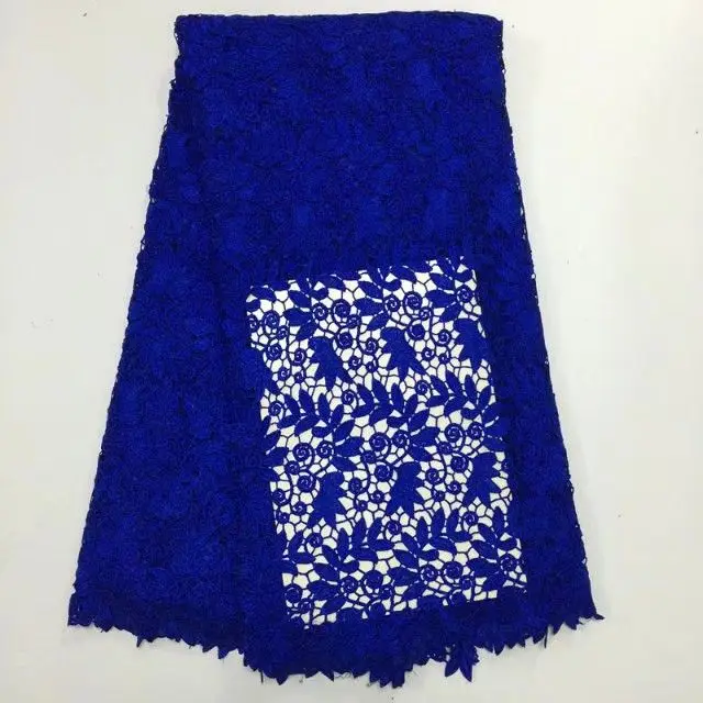 

5 Yards/pc New fashion royal blue african water soluble guipure lace embroidery for french cord lace fabric for dress BW159-8