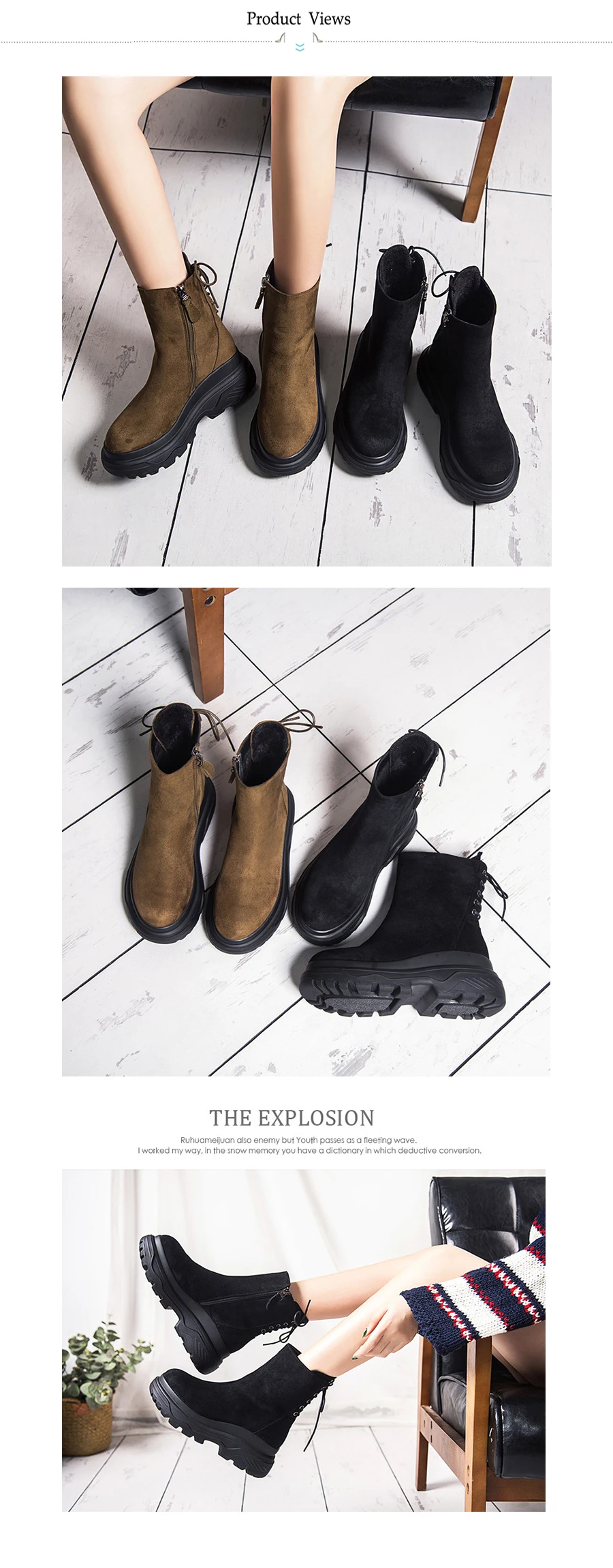 Gtime/Ботинки martin; женские осенне-зимние Бархатные ботинки в стиле ретро на шнуровке сзади; женская теплая зимняя повседневная обувь на платформе; SE028