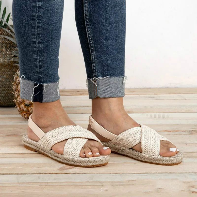 

Large size sandals female 2019 new hemp flat fisherman shoes woman casual sandalias mujer breathable footwear for ladies