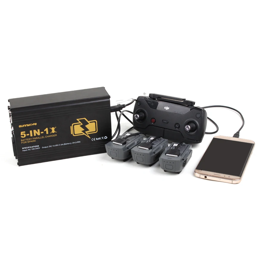 5-in-1 Battery Parallel Charger Remote Controller Charger Dual USB Charger for DJI SPARK 5-in-1 Battery Parallel Charger Remote Controller Charger Dual USB Charger for DJI SPARK