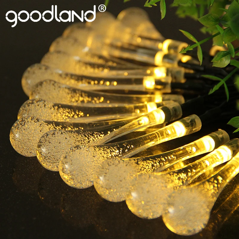 Goodland LED String Lights 6M Fairy Lights 30 Leds Water drop Lighting Outdoor For Decoration Solar Panel LED Christmas Lights