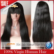 Free Shipping Virgin Brazilian 100% Real Human Hair Silky Straight Full Lace Wig / Lace Front Wig 130%-180% Density In Stock