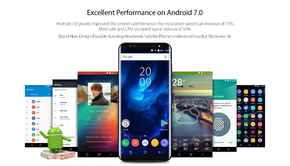  Blackview S8 4G LTE Smartphone 5.7'' 18:9 Full Screen Octa Core 1.5GHz 4GB RAM 64GB ROM 4 Cameras A