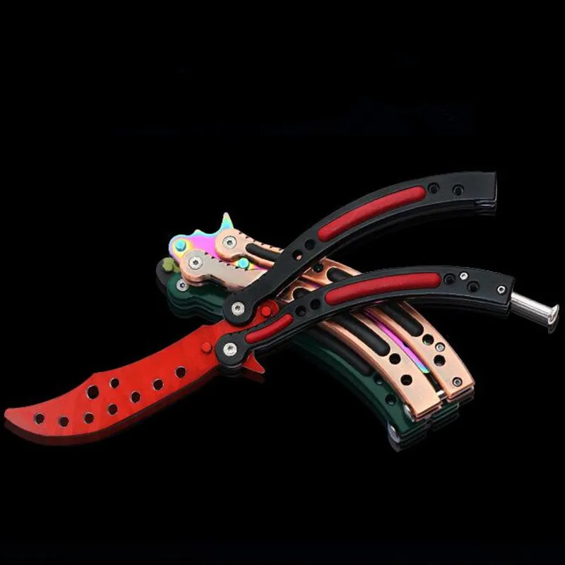 

CS GO Karambit Folding Knife Butterfly Fade Colorful Color Game Dull Blade No Edge Tool Practice Butterfly in Knife Navajas Edc