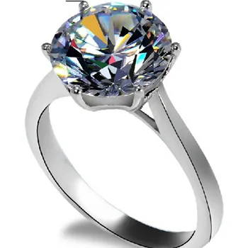 

Solid 14K White Gold AU585 4CT Round Brilliant Moissanite Engagement Ring For Woman Best Invitation Accessories Lovely Jewelry