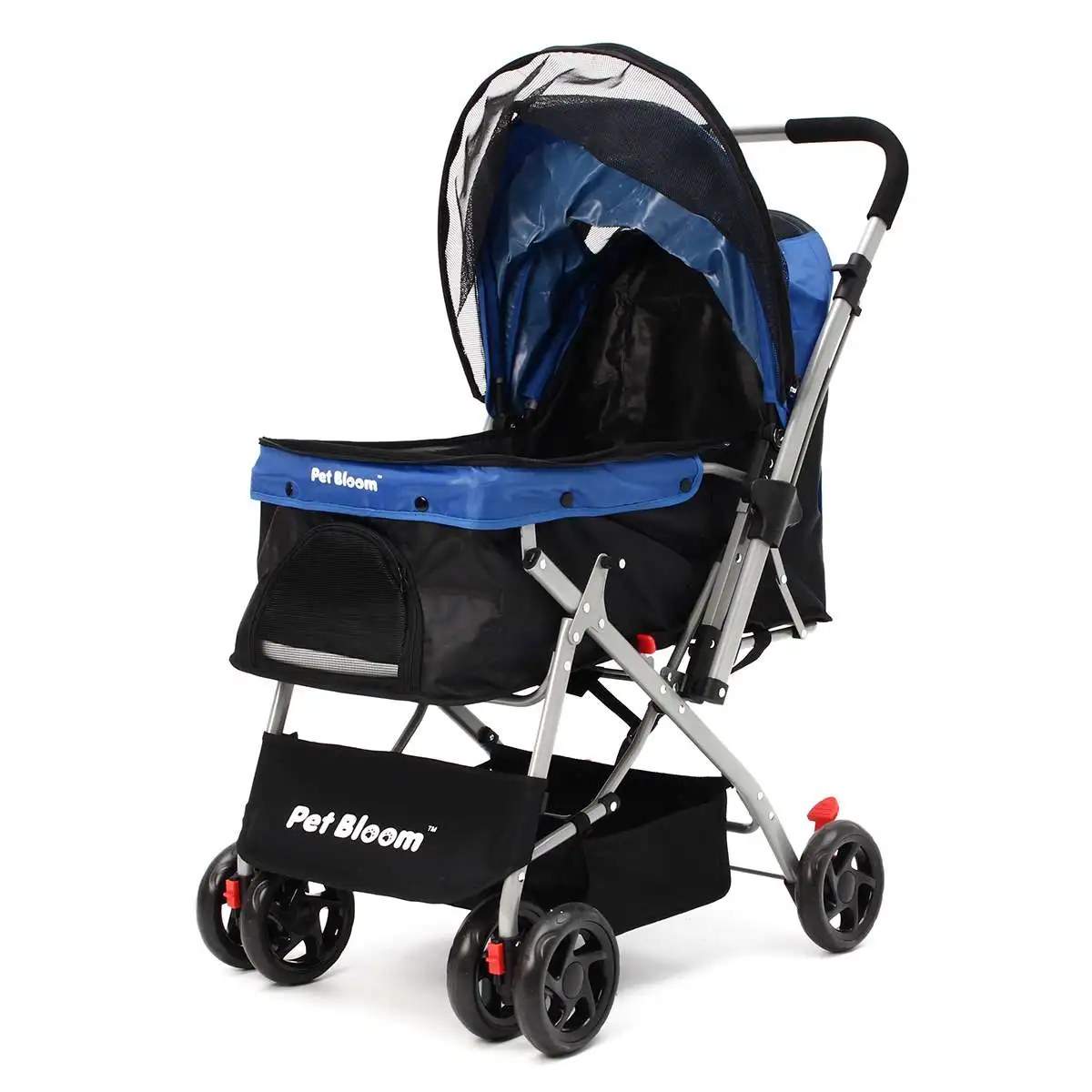  4 Wheels Foldable Pet Travel Stroller Walk Pushchair Puppy Cat Cage Dog Carrier Collapsible Cart Ou