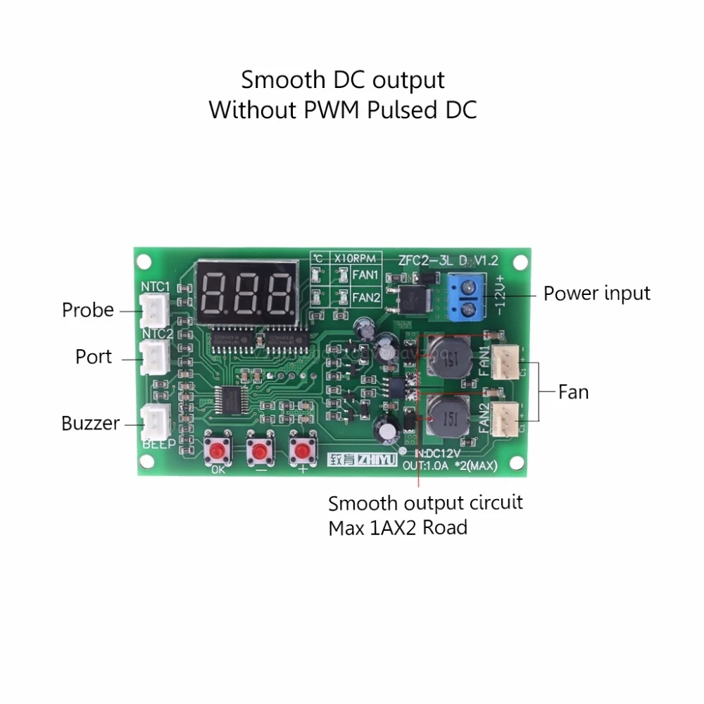 DC12V 2-х канальный 3-жильный термостат Температура переключатель регулятора скорости модуль с NTC Сенсор D18 Dropship