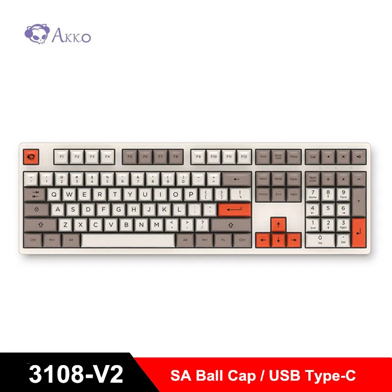 

AKKO 3108 V2 Gaming Retro Mechanical Keyboard Steam Engine Wired Type-C Connection 108 Keys Cherry Switch with SA Ball Cap