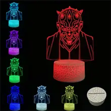 Cartoon Illusion Night Light Knight Darth Maul 3D Lamp LED USB Mood Multicolor Touch Remote RGB Change Table Desk Dathomir usb rechargeable rgb egg led night light outdoor desk multicolor pub club ktv atmosphere lamp light with remote controller
