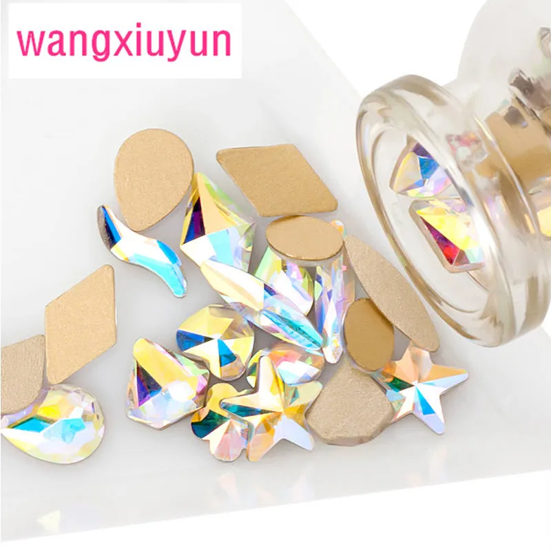 

144pcs Crystal Shiny 3D Nail Art Rhinestones AB Colorful Horse Eye/Waterdrop/Football/Oval DIY Decor Charms