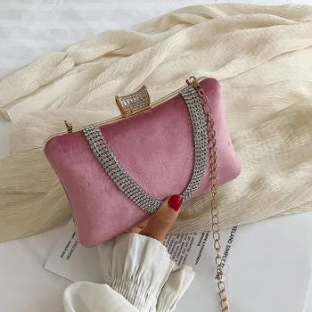 

2019 new hand banquet bag chain shoulder diagonal female bag diamond dress ladies evening dinner bag