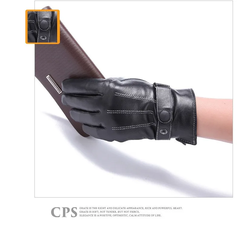 Мода вождения качество Пояса из натуральной кожи Термальность зима Сенсорный экран Прихватки для мангала для Для мужчин овчины перчатки