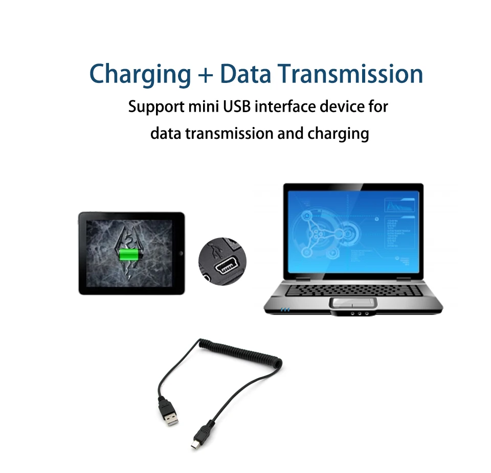 1.5m Mini USB Cable Fast Charging Data Cable For Cellular Phone Digital Camera HDD MP3 MP4 Player Tablets Spring Extension cable (6)