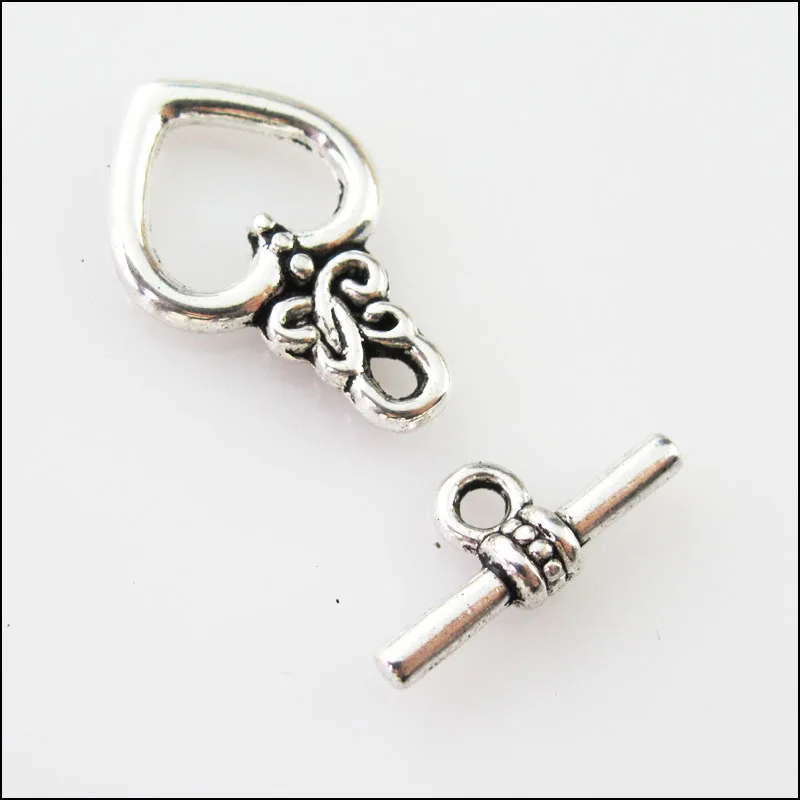 

New 8Sets Tibetan Silver Lovely Heart Bracelet Toggle Clasps Connectors