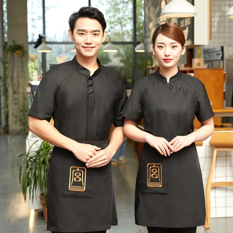  Short Sleeve Waiter Uniforms Restaurant Hot Pot Coffee Shop Chef Uniform Fast Foods Work Wear Kitch - 33026338807