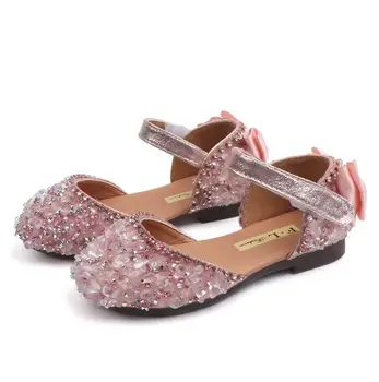 

New Children cryst Princess Sandals Girls Sequins Wedding Party Kids Baby Enfants Hot Shoes for Girls School Leather shoes