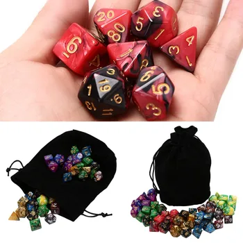 

2019 New 49pcs Polyhedral Dice Double Colors Dice with Pouch for Dungeons and Dragons DND RPG MTG Games D4 D6 D8 D10 D12 D20
