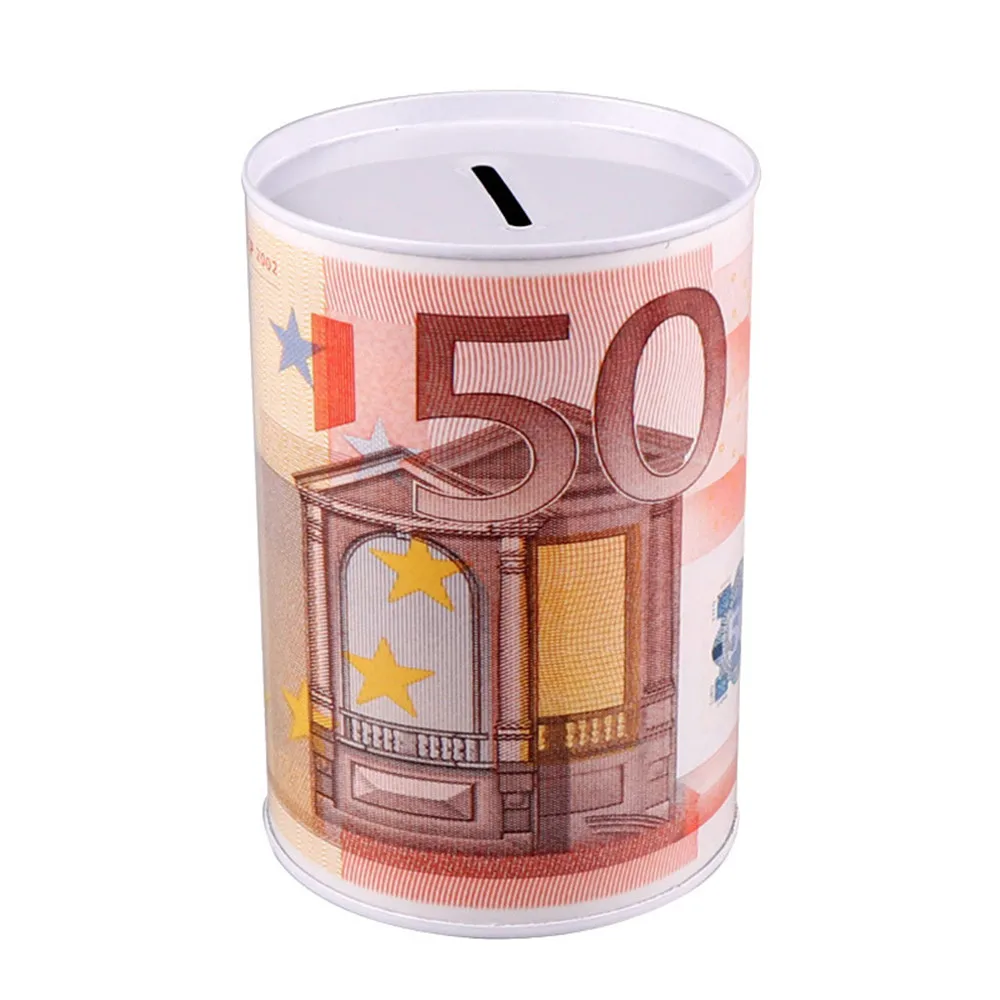 Евро доллар Копилка Сейф цилиндр копилка банки для монет депозит коробки для хранения для дома украшения 10 20 50 100 10 долларов