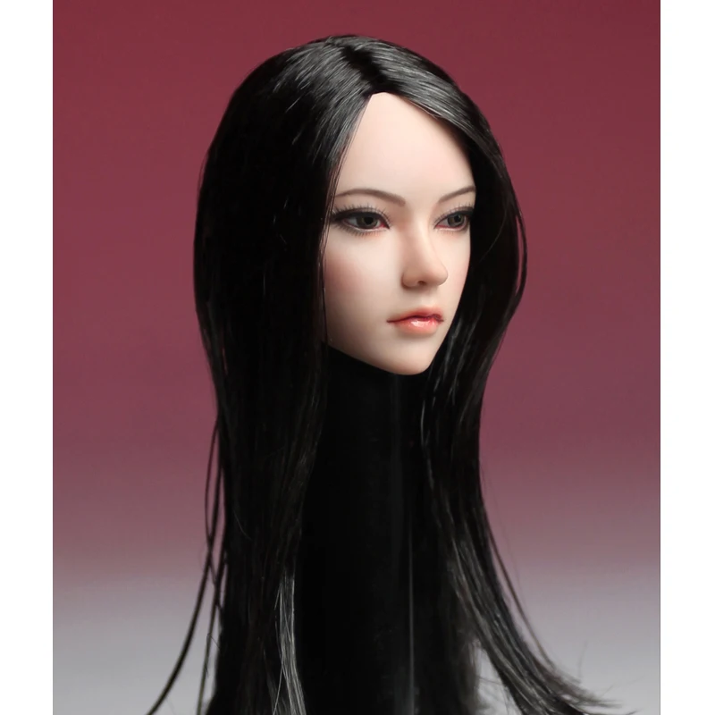 Figura de Ação Soldado para 12 Mnotht Feminino Cabeça Esculpir Sdh002-b Modelo Ásia Menina Preto Cabelo Longo Women Mulheres Brinquedos Cllection 1 - 6 2 Mnotht 1 6 feminino cabeça esculpir SDH002-B