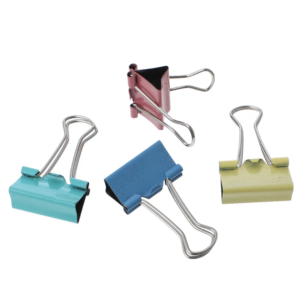 Solid Colorful Metal Binder Clips Paper Clip Office Stationery Binding