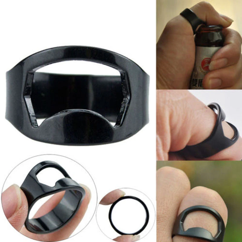

2018 High Quality Easy Stainless Steel Carry Finger Ring Beer Bar Bottle Opener Tool Black Free Shipping