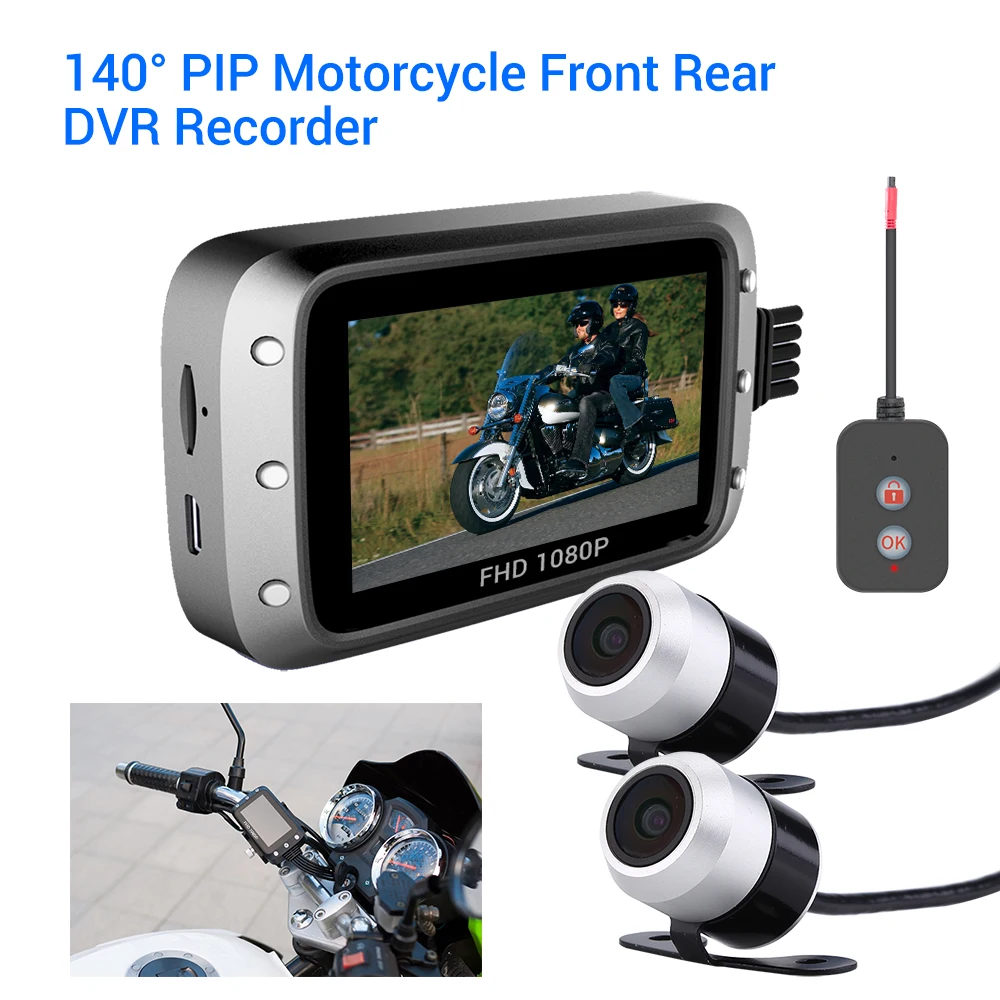 

WONVON Motorcycle GPS Camera MT20 Dual HD Moto DVR 3" IPS Dash Cam 1080P Motion Detection Loop Recording Parking Monitor