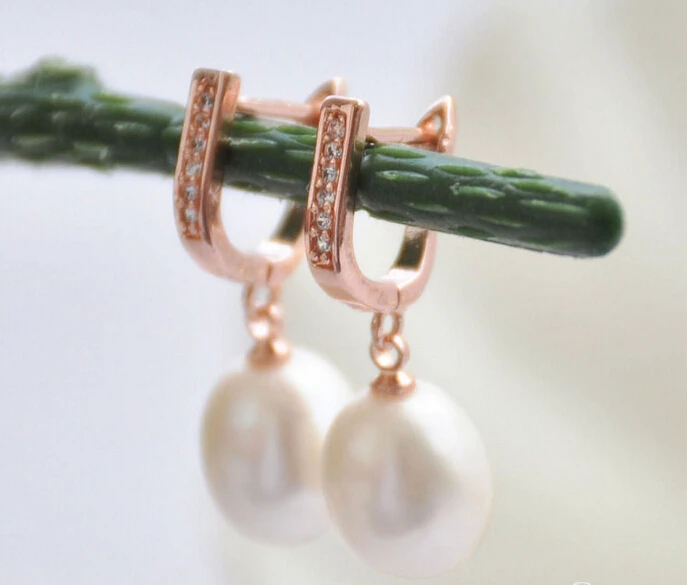 

1531 natural teardrop white PEARL DANGLE horse's hoof rose-gold EARRING