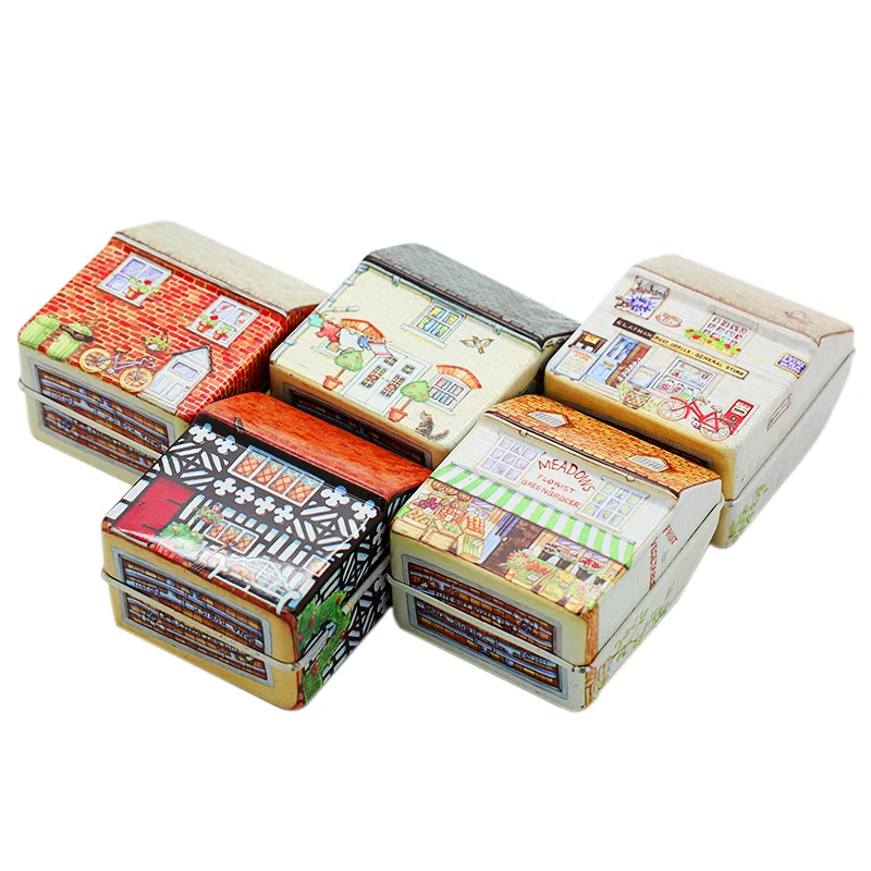 

Mini Metal Box Empty Tin Storage Box Tinplate Dream House Tin Metal Container Small Storage Box Kids Gift