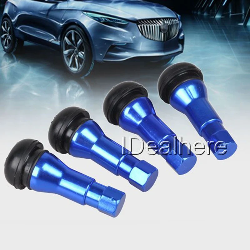 

Mayitr 4x Bolt-in Aluminum Alloy Car Wheel Tire Tubeless Valves Stem with Dust Caps Titanium/Red/Blue/Golden Color