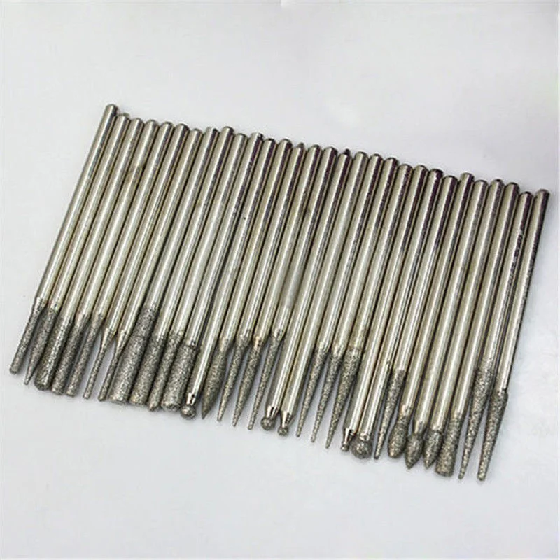 

30pc Diamond Burr Bit for Engraving Rotary Tool 150Grit Glass Stone Ceramic 45mm