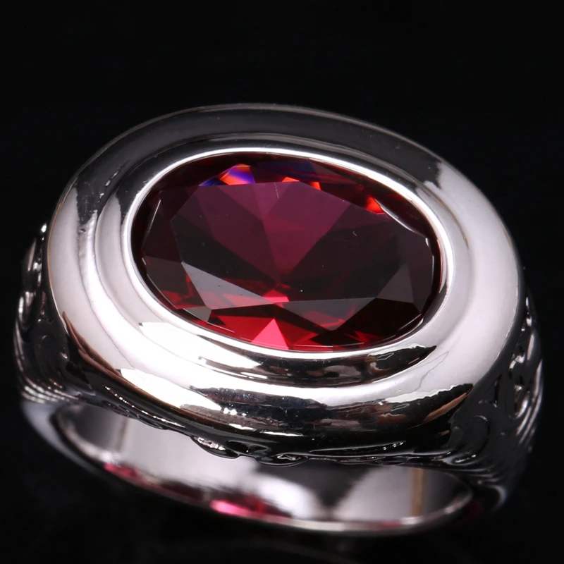 

Simple Rosarot Puchsia Red Gems Garnet 925 Sterling Silver Party Jewelry Solitaire Ring US# Size 6 / 7 / 8 / 9 S1458