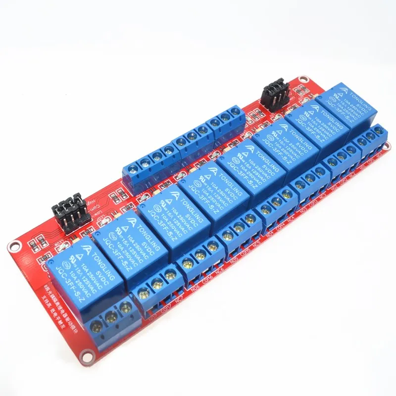 High/Low level trigger 8 channel relay control panel PLC relay 5V module for arduino hot sale in stock.8 road 24V Relay Module