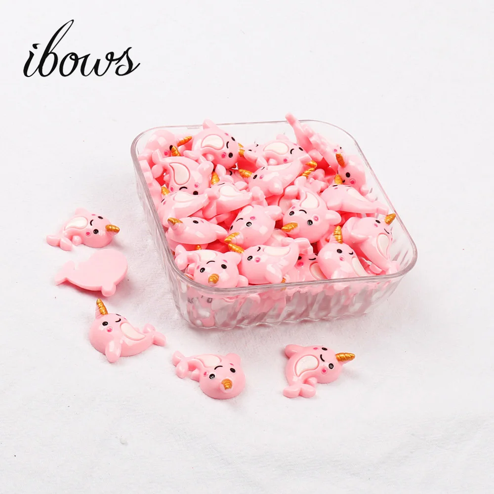 10 шт./лот симпатичный Дельфин с плоской спинкой из смолы рогом единорога кабошон