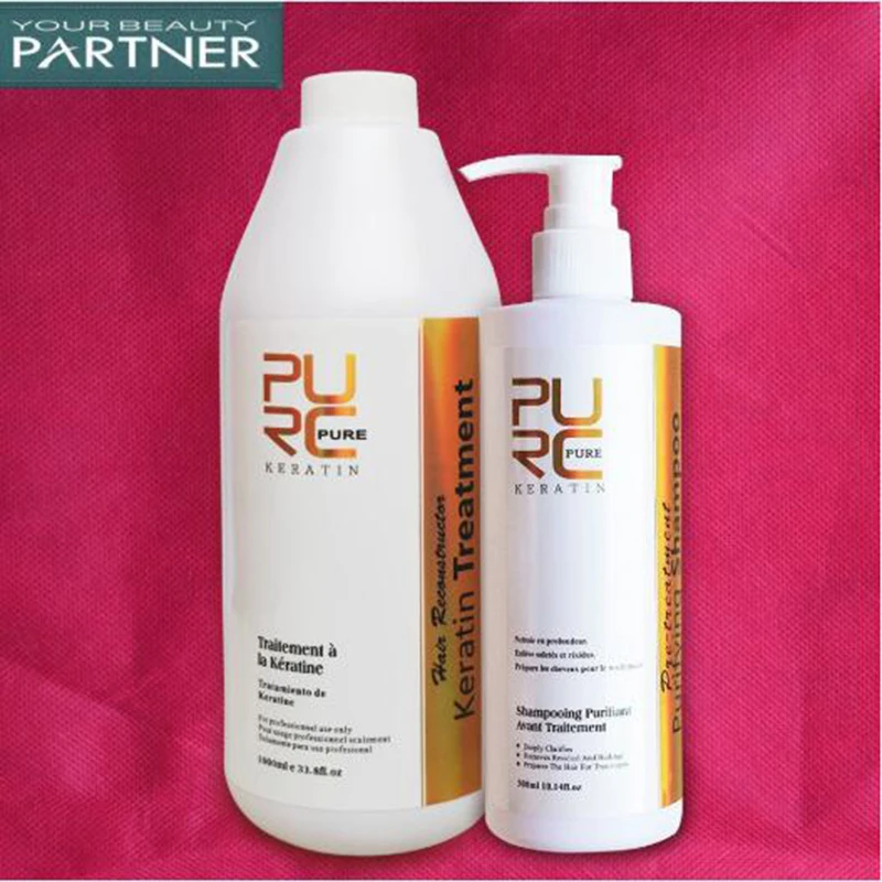 

PURC Brazilian Keratin Clean Shampoo Set 0% 1000 ml Plus 300 ml Pull Front Hair Wash Straighten Set