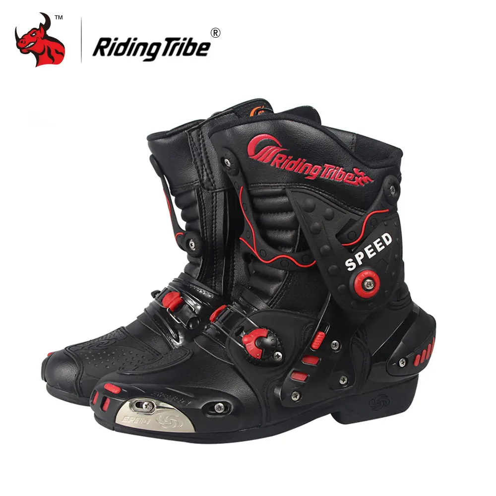 Riding Tribe Speed Motorcycle Boots PU Leather Mid-Calf Boots Breathable Motocross Off-Road Racing Shoes Botas De Motociclista riding tribe motorcycle waterproof boots pu leather rain botas racing professional speed racing botte motorcross motorbike boots