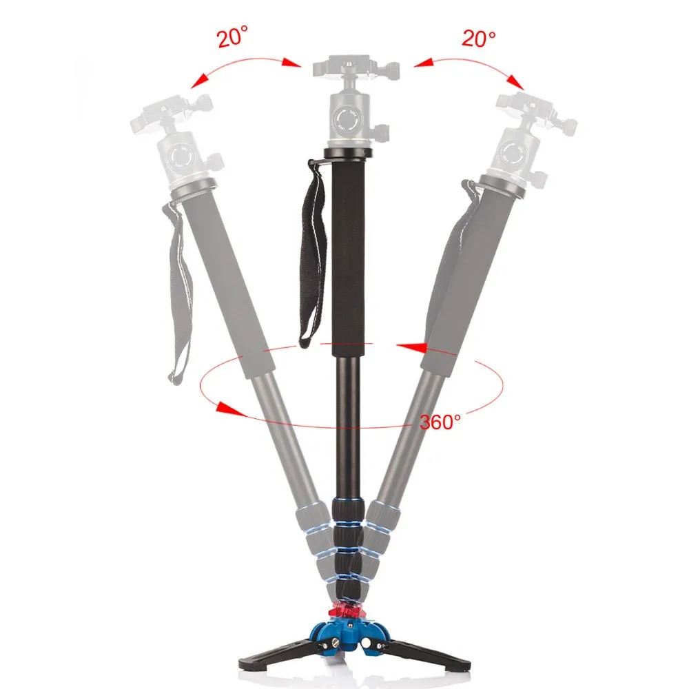 manbily base tripé alumninum câmera unipod monopod flip lock com pernas base tripé para canon nikon dslr telefone