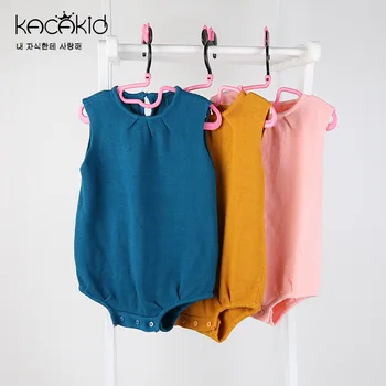 

Kacakid Spring new baby boys girls clothing kids knitted sleeveless bodysuit infant O-Neck Bodysuits clothes