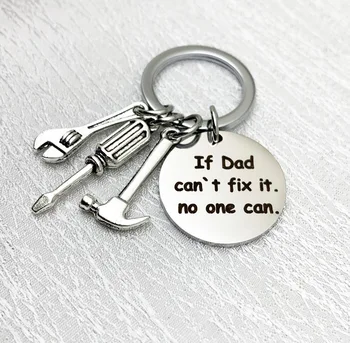 

New Tools Key Chain Hammer Screwdriver Wrench Keychain "If Dad can`t fix it" Dad Tools Father's Day Gift Jewelry Key Ring K2204