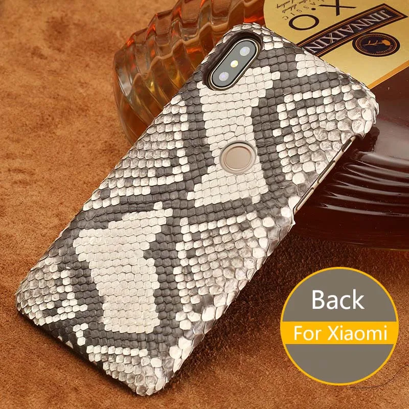 Genuine Leather Phone case For Xiaomi Mi Max 3 Mix 2S 6 8 A1 A2 Lite Natural Python Skin For Redmi Note 5 Pro 4X 5A 5 Plus - Цвет: Back