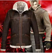 New Resident Evil Leon S Kennedy Cosplay Zipper Jacket Coat Stand Collar Leather