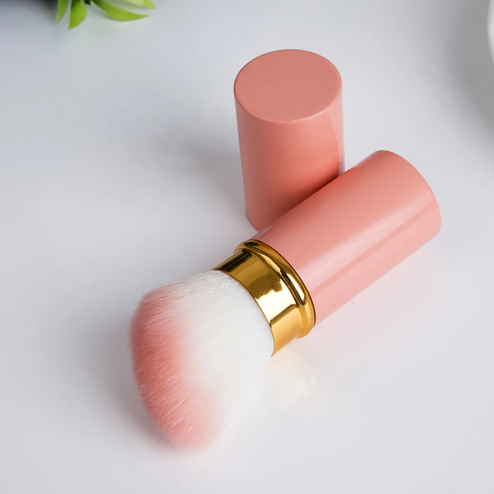 1pc Pink Color Professional Makeup Brushes Retractable Blusher Powder