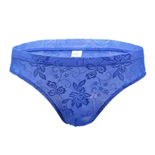 Высококачественное мужское однотонное нижнее белье прозрачные кружевные дышащие трусы с низкой талией NCM99