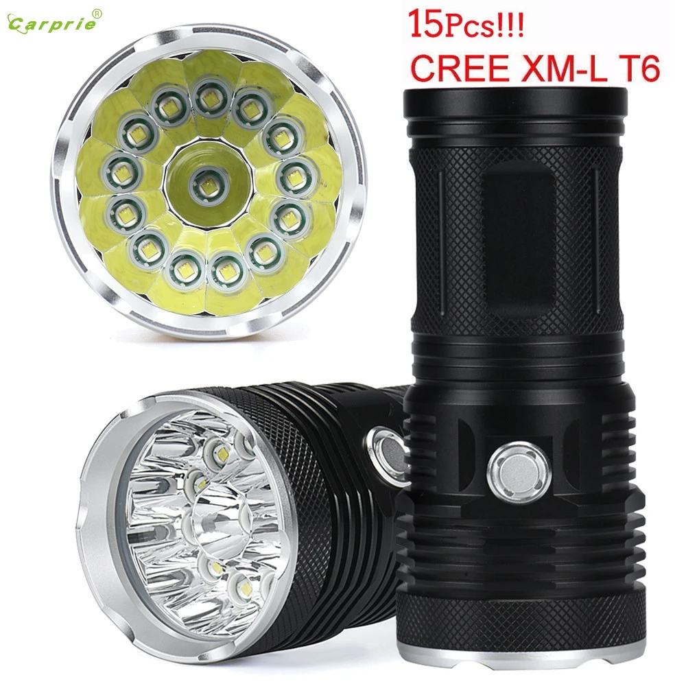

CARPRIE 15x XM-L T6 LED Flashlight Torch 4x 18650 Hunting Light Lamp lanterna l70322 DROP SHIP