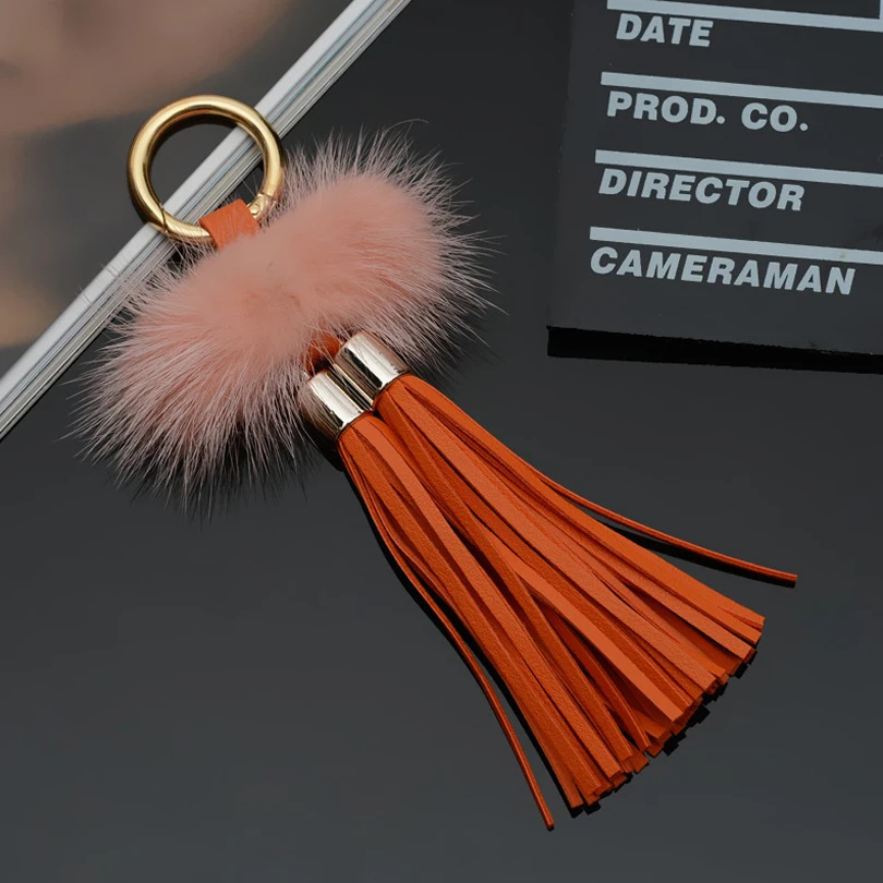 Fashion Genuine mink hair Key Chain Solid color Two Tassels Car Key Ring High Quality Keychain Bag Pendants Gift Jewelry K1784 Fashion Genuine mink hair Key Chain Solid color Two Tassels Car Key Ring High Quality Keychain Bag Pendants Gift Jewelry K1784