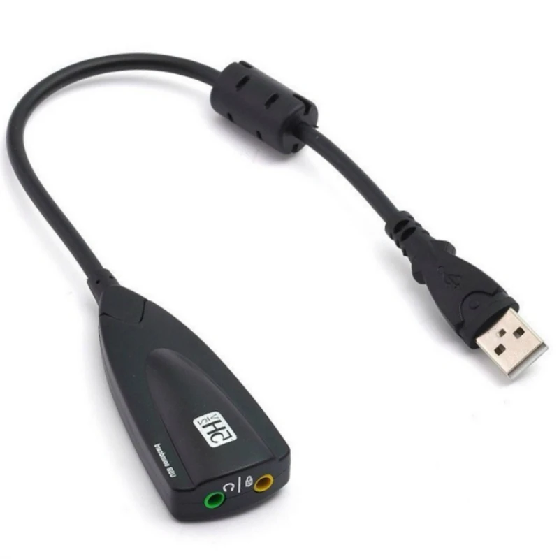 External USB Sound Card 7.1 Adapter 5HV2 USB to 3D CH Sound Antimagnetic Audio Headset Microphone 3.5mm Jack For Laptop PC