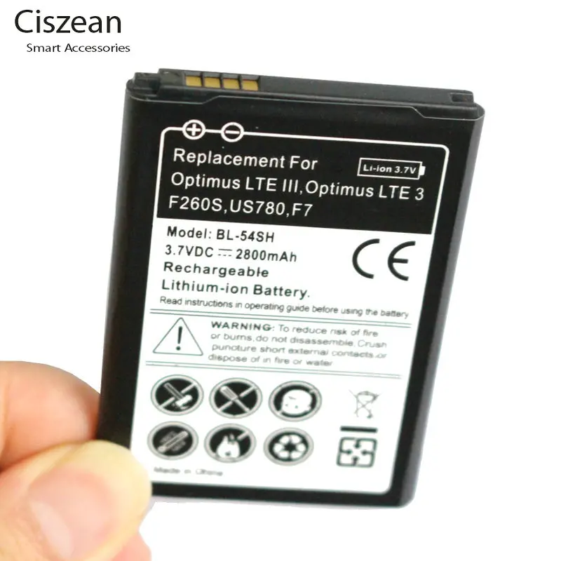 

1x 2800mAh BL-54SH / BL 54SH / BL54SH Replacement Battery For LG Optimus LTE III Optimus LTE 3 F260S /K/L F260 US780 F7 ect