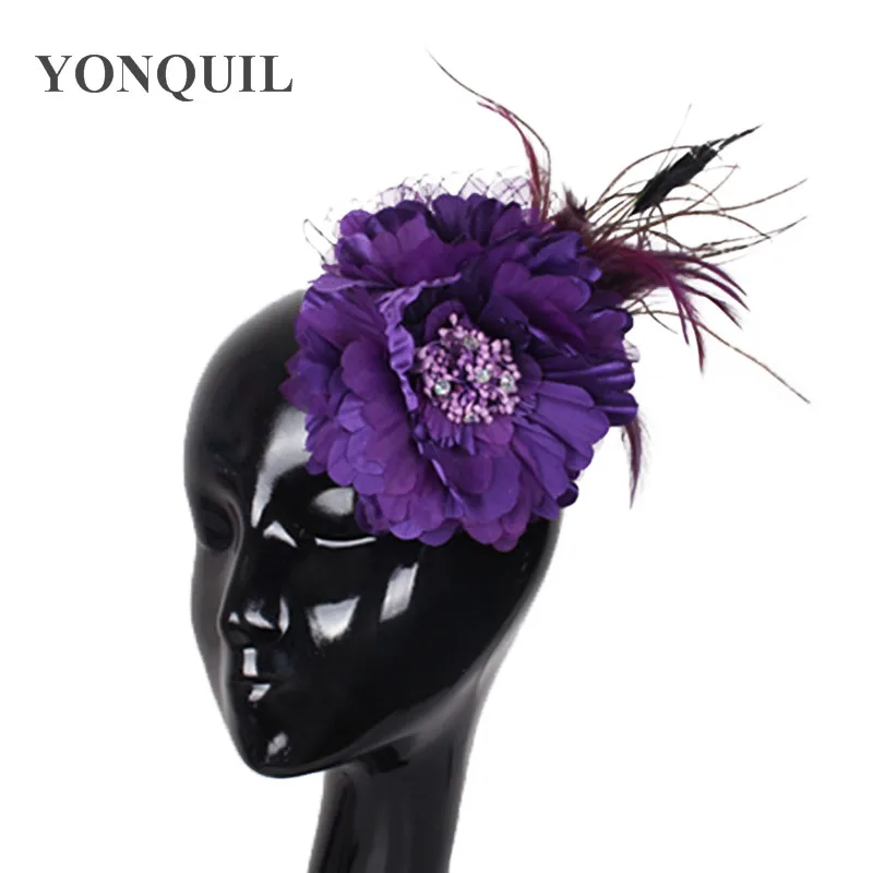 Много цветов высокое качество Шелковый цветок вуалетки шляпы заколки для волос Свадебные аксессуары для вечерние волос отличные вечерние шляпы Свадебные шляпы FS60