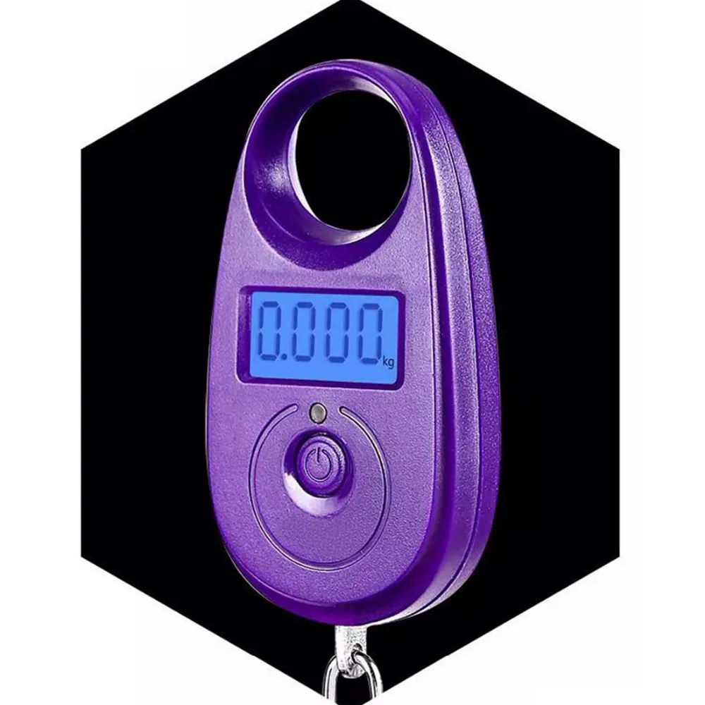 

25Kg/5g Hook Hanging Luggage Fishing Pocket Scale Portable Weighing Digital Scale Mini Purple LCD Display