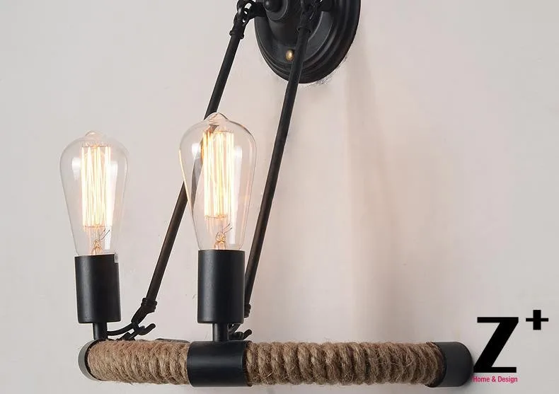 Американский промышленный Стиль белье веревку Винтаж EDISON ЛАМПЫ бра E27 бра